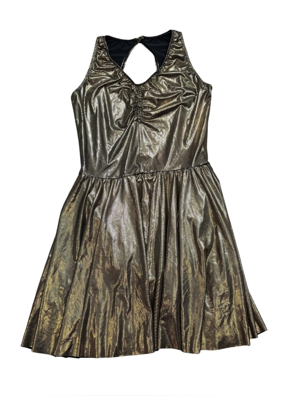 Revolution Dancewear Brand Gold V Neck Dance Costume Size Medium Adult